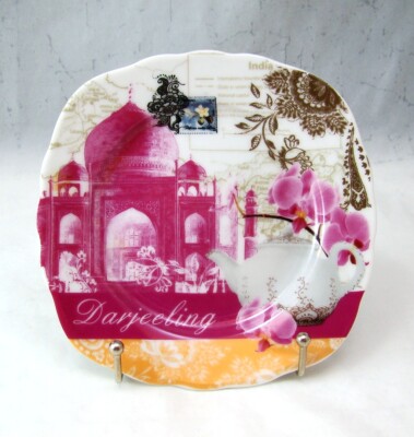 Nostalgie Dora Papis Design DARJEELING TEA Square Appetizer Dessert Plate Exc.