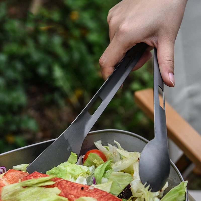 Titanium Alloy 2 in 1 Tong Spork Spatula Shovel Camping BBQ All-In-One Utensil - Image 3 of 4