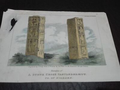SELTEN - STICH ''RESTE EINES STEINKREUZES CASTLEDERMOT'' ANFANG 19. JAHRHUNDERT