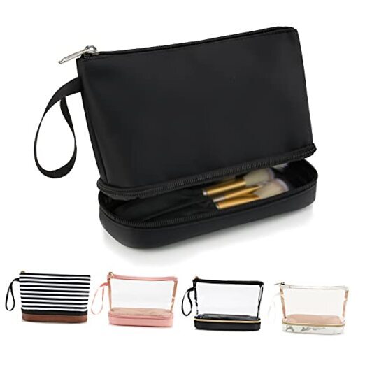 Makeup Bag for Purse, Small Travel Makeup Organizer Small (Pack of 1) 12-black-image