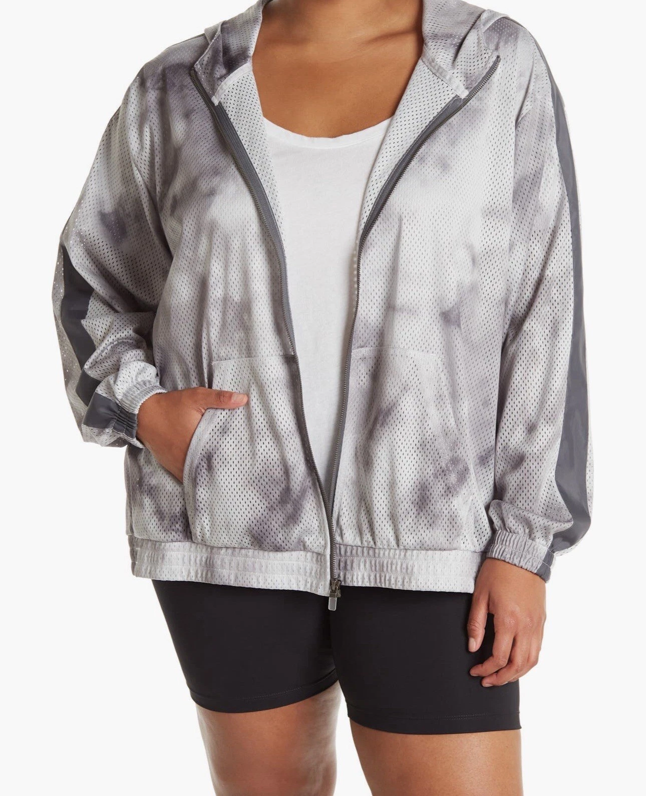 Nike Sportswear Icon Clash Women 3X Gray Jacket Tie Dye Loose Fit New Nordstrom