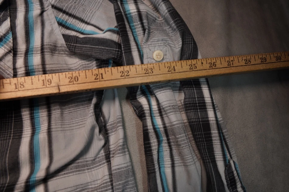 Ditch Plains Mens XL Western Cowboy Plaid Pearl Snap Roll Tab Sleeve Shirt - Image 4 of 4