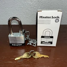 (1) Master Lock Padlock + Chain & (2) Keys 5340-01-346-4612 Cage 38797 ASTMF883