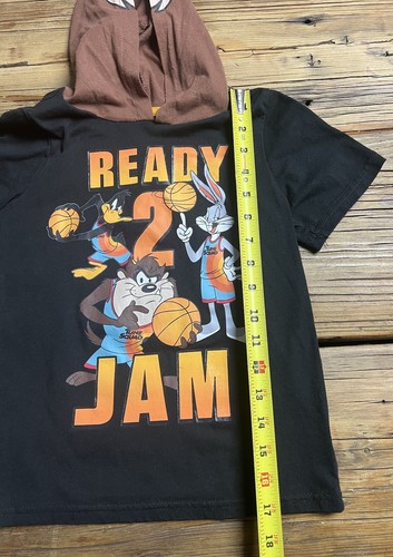 ✔️Space Jam Hooded Looney Tunes Bugs Daffy Taz Ready to JAM Tee Shirt Size 7 - Picture 4 of 6