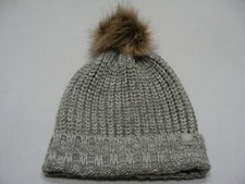 Gray with Gold Metallic - Women's One Size Stocking Cap Beanie Hat 