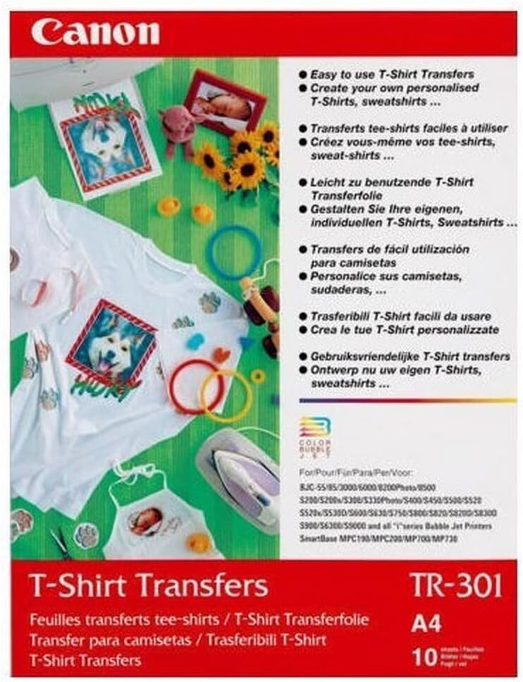Canon Inkjet T-Shirt Transfer Paper TR-301 A4 - 10 Sheets - Iron-On | eBay  UK