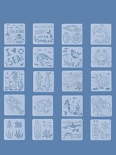 20pc Stencil Template Set - 5.9"x5.9" each S260 Marine Animal Turtle Fish Sea