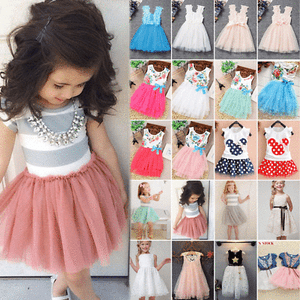 UK Stock Toddler Kids Girls Sleeveless Tulle Party Tutu Dress Sundress Summer