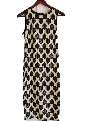 Carlisle Etcetera Yin Yang Black & White Sequin Dress Size2 Woman s New $478.00