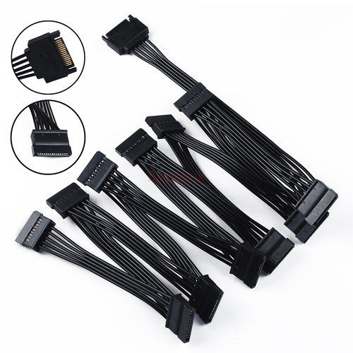 SATA Power 15 Pin 1 Male To 5/8/10/ Female Splitter Hard Drive Cable for HDD SSD - Picture 3 of 49