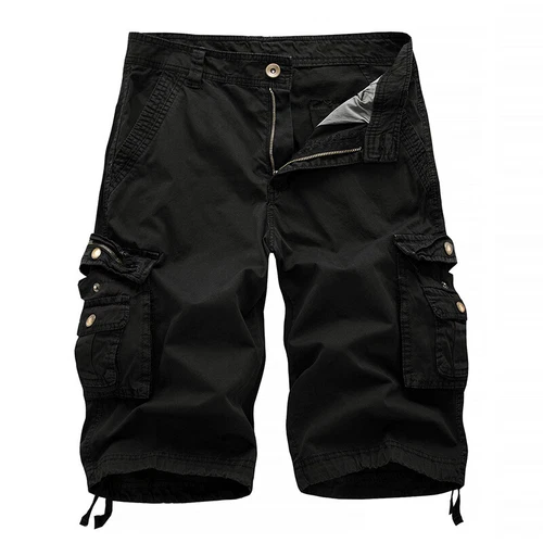 Herren Freizeit solide Cargo Shorts mehrere Taschen gewaschen Lounge 30 31 32 34 36 38-48 - Bild 5 von 26