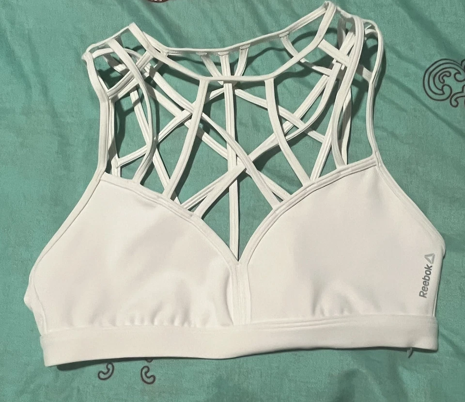 Reebok BR6244 Womens Dance Strappy Bra, White M - Image 2 of 4