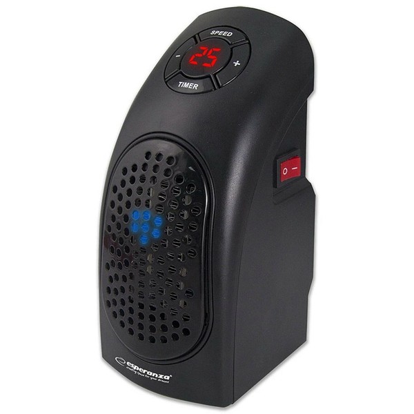 Mini Calefactor portátil sin cables 2 niveles con temporizador 400W Negro ligero