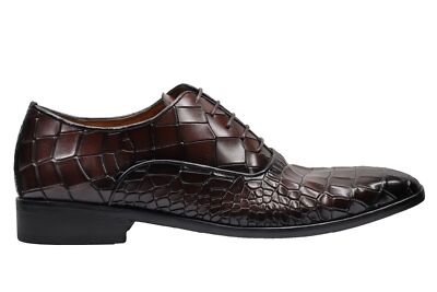 Herren Echtleder Obermaterial, Sohle Handarbeit Schuhe Krokodildruck Elegant Oxford Schnürschuhe