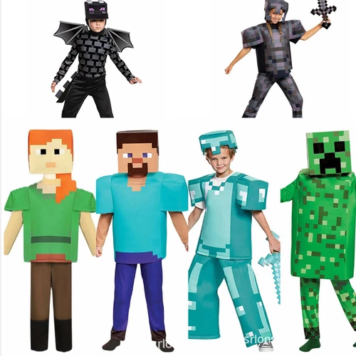 Kids Minecraft Halloween Cosplay Costume Jumpsuit Fancy Dress Party Outfit W1 - Picture 18 of 34