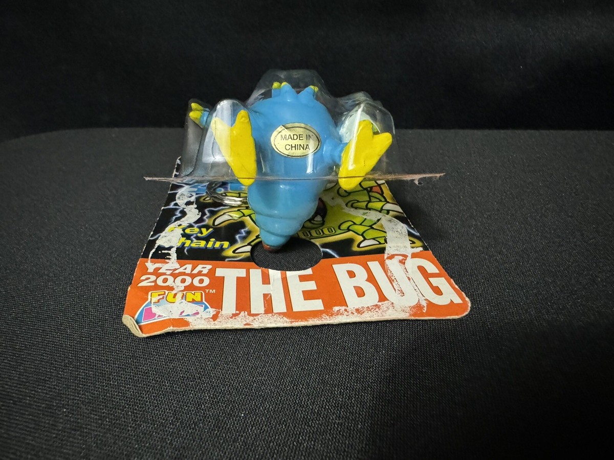Vintage Y2K Bug Computer Virus Keychains NEW PVC Figures Blue +