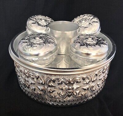 Thai Aluminium Betel Nut Set 7 Piece Set 26cm Silver Colour New Boxed Ebay