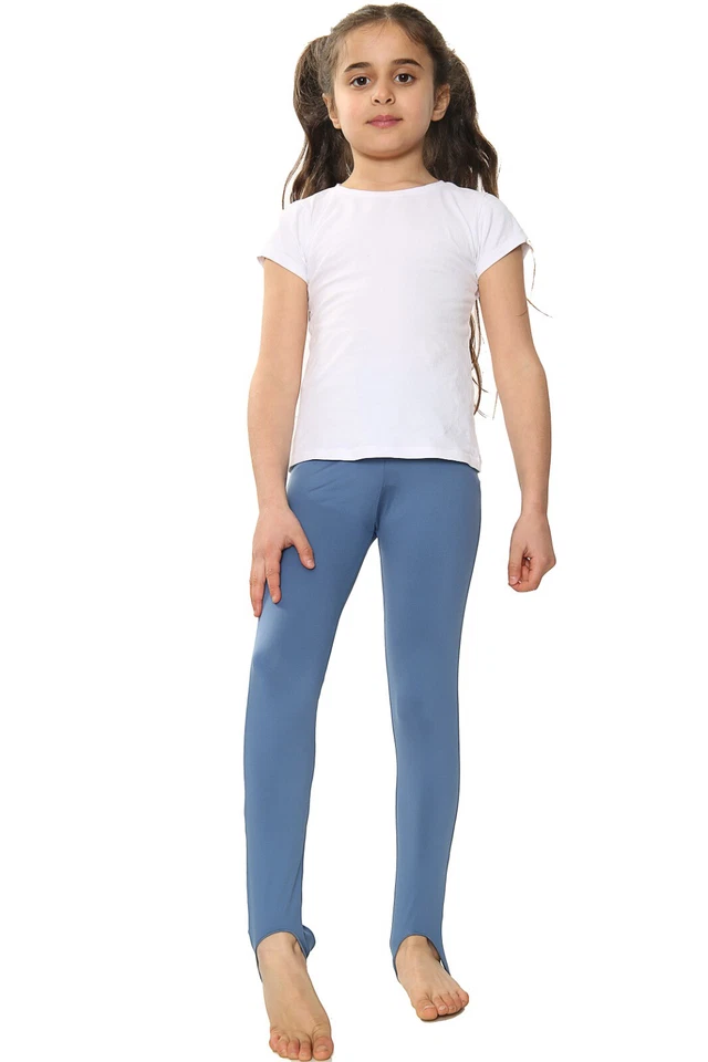 Girls Dance Leggings Lycra Stirrup Disco Fitness Gymnastics Foot Hole 3-14 Years - Image 2 of 4