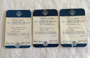 Cub Scout Boy Scouts Of America Registered Certificates (3) 1963, 1965, 1966 BSA