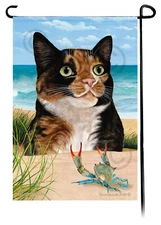 Calico Cat Summer Beach Garden Flag