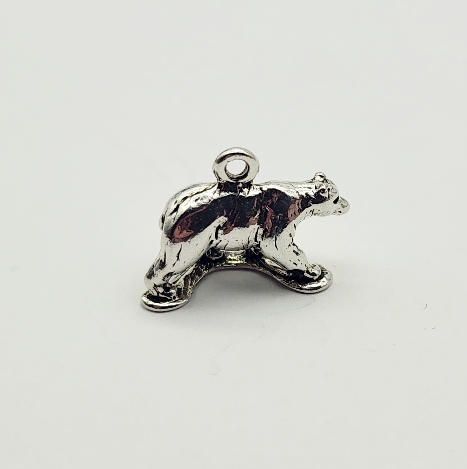 Vintage Sterling Silver 3D Grizzly Bear Animal Charm Pendant - 2.5g