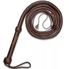 Genuine Cow Hide Bullwhip 8 Feet Long Handmade Dark Brown Indiana Jones Whip