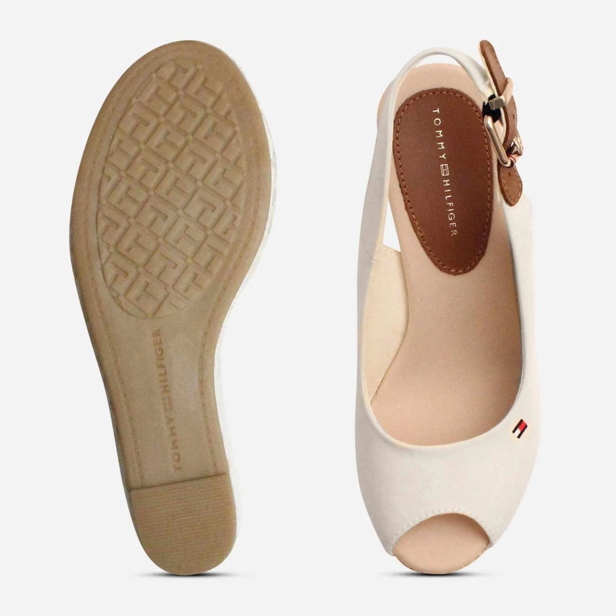 Tommy Hilfiger White Elena Slingback Wedge Sandals eBay