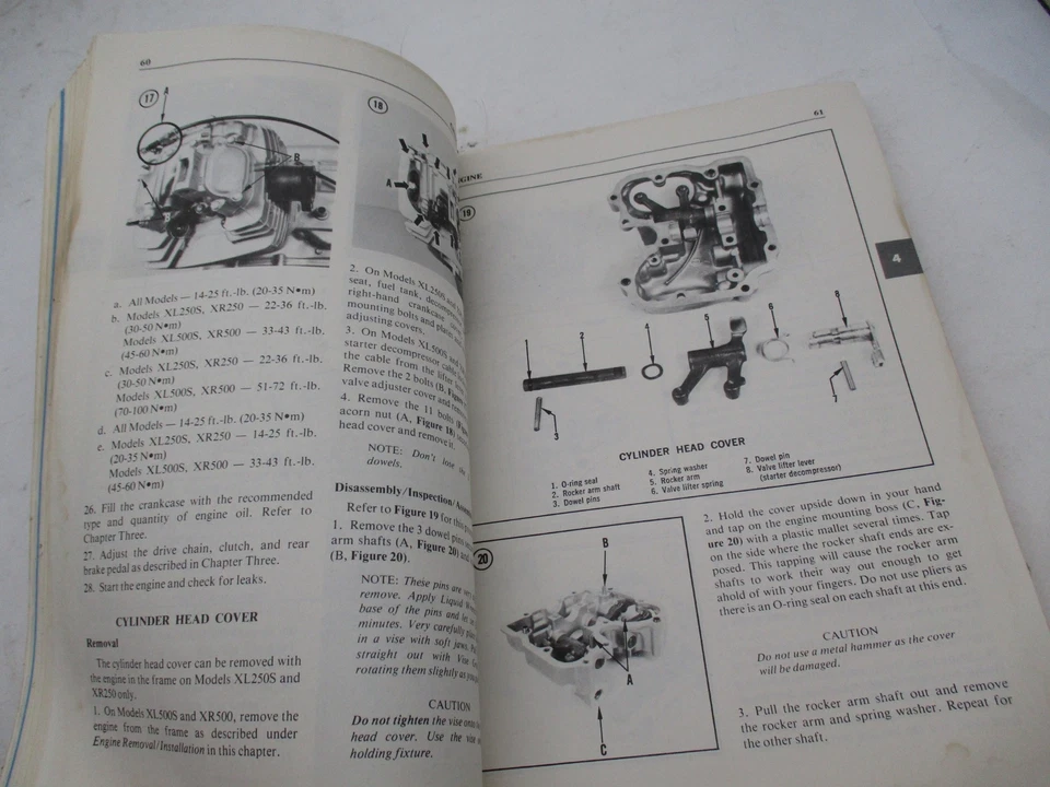 Libro manual de reparación de servicio individual Honda Clymer 1978-1979 XR/XL250 y 500 Foto 3 de 3