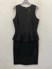 BANANA REPUBLIC Black Peplum Dress Front Zipper Size 6