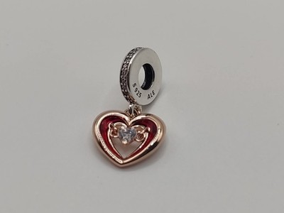 Pandora Two Tone Red Radiant Heart Dangle Charm 782450C01 | eBay