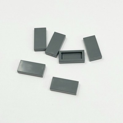 3069b LEGO Parts Tile 1x2 w/ Groove DARK BLUISH GRAY (6)