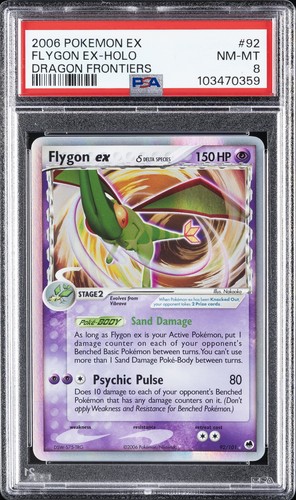 2006 POKEMON EX DRAGON FRONTIERS #92 FLYGON EX-HOLO PSA 8