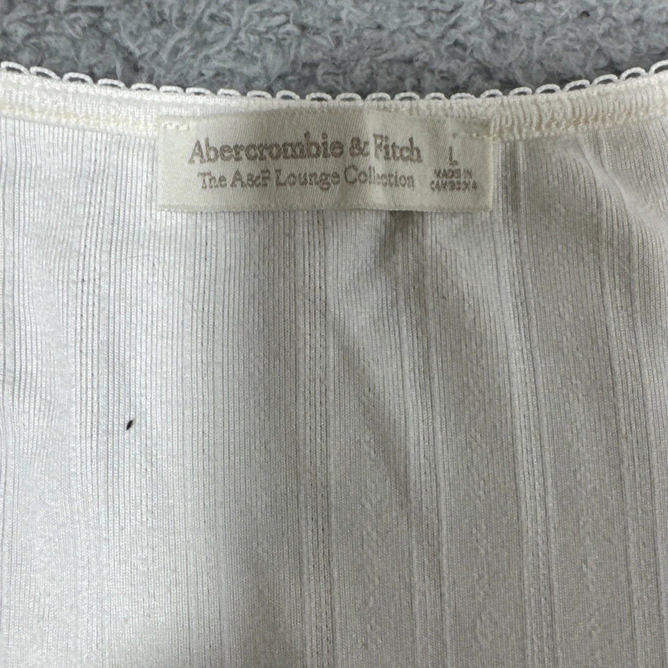 Conjunto de pijama para dormir Abercrombie & Fitch Marfil Pointelle Pantalones Top Lazo L y XL Foto 3 de 4