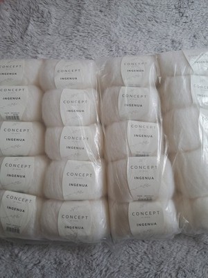 Wolle Konvolut Katia, 20 Kn. neu, INGENUA Mohair Weiss 1 Original 