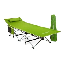 Folding Camping Cot โ€ Deluxe Collapsible Single Person Bed In A Bag W/pillo...