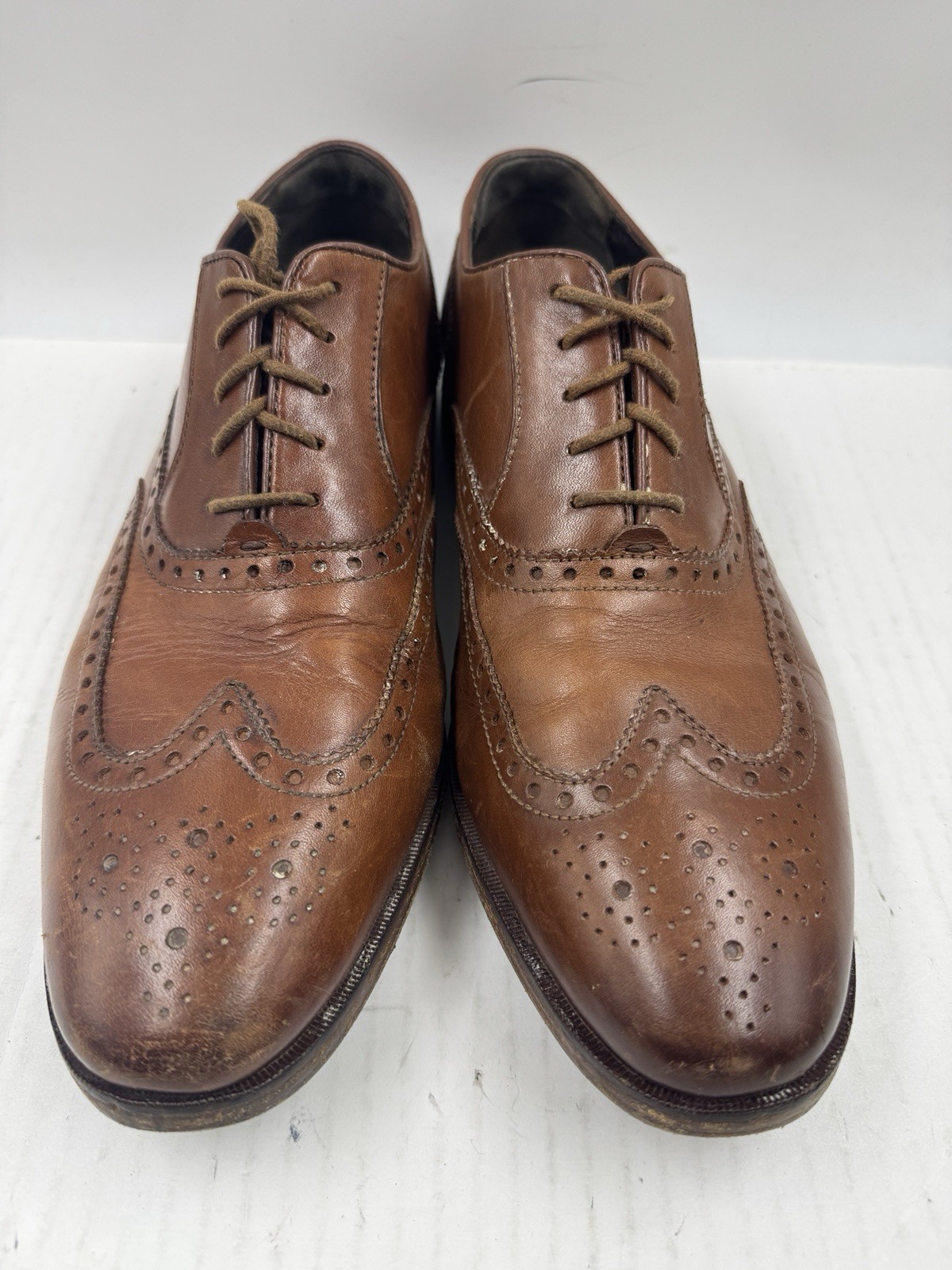 SAOLA Scarpe uomo Cole Haan Hamilton taglia 10 5 M pelle marrone punta alare Oxford