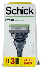 Schick Hydro 5 Mens Sensitive Razor Value Pack 3 Cartridges