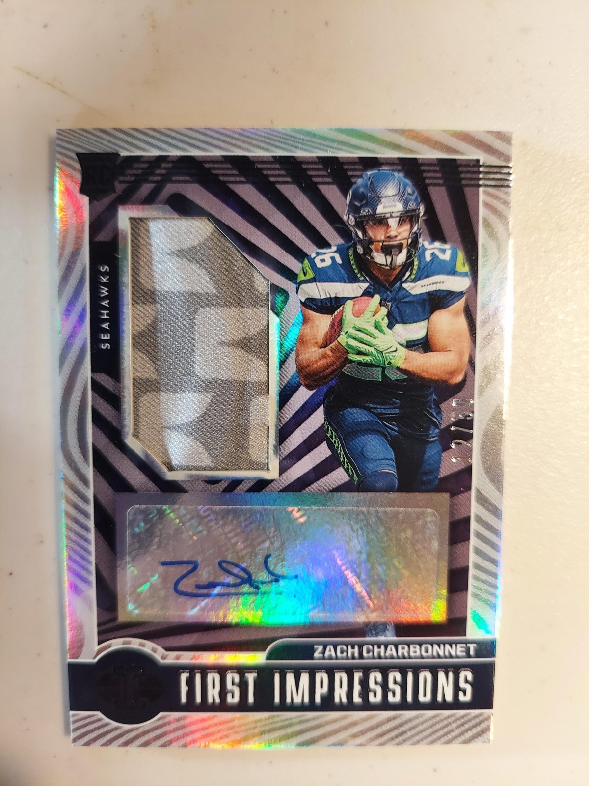 2023 Illusions #140 Zach Charbonnet /50 Auto Patch First Impressions Black