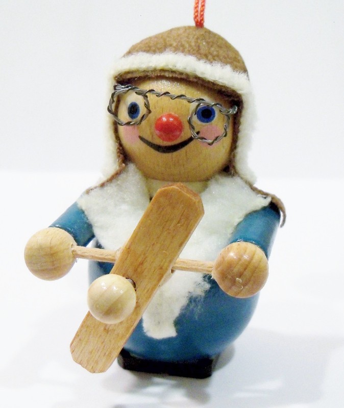 Steinbach Germany Aviator Airplane Pilot with Propeller Wooden Wood Ornament