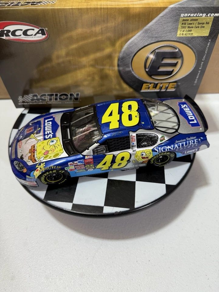 RARE* Jimmie Johnson ELITE #48 Lowe’s SpongeBob SquarePants 2003 1/24 Diecast - Image 2 of 4