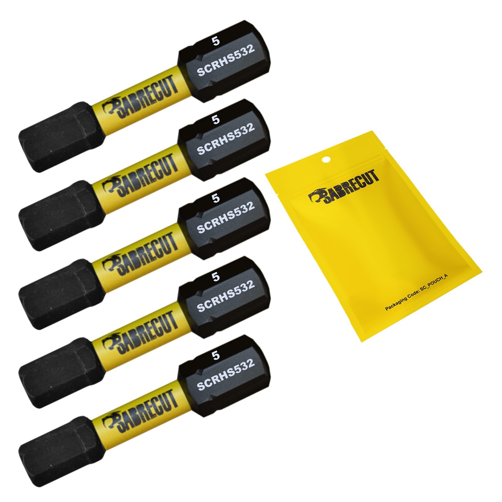 SabreCut Tamper Proof Impact Bits H5 32mm x 5 - Milwaukee DeWalt Professional
