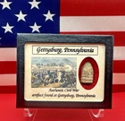 Dropped Civil War Bullet from Gettysburg in Matted COLOR Display Case with COA