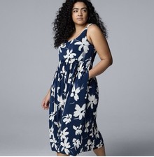 Simply Vera Wang Maxi Dress 3X Women's Plus Summer, Spring, Fall, Long Sleeve