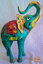 Elefant Metall Handarbeit Turkis - 27 x 24 x 13 Dekofigur
