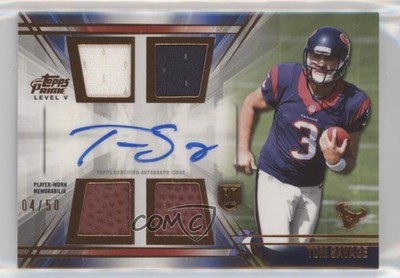 2014 Topps Prime Level 5 Relic Copper 4/50 Tom Savage #PV-TS Rookie Auto RC 0c2