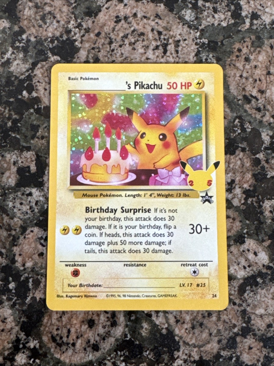 2021 Pokemon Celebrations #24 Pikachu's Birthday Holo Black Star