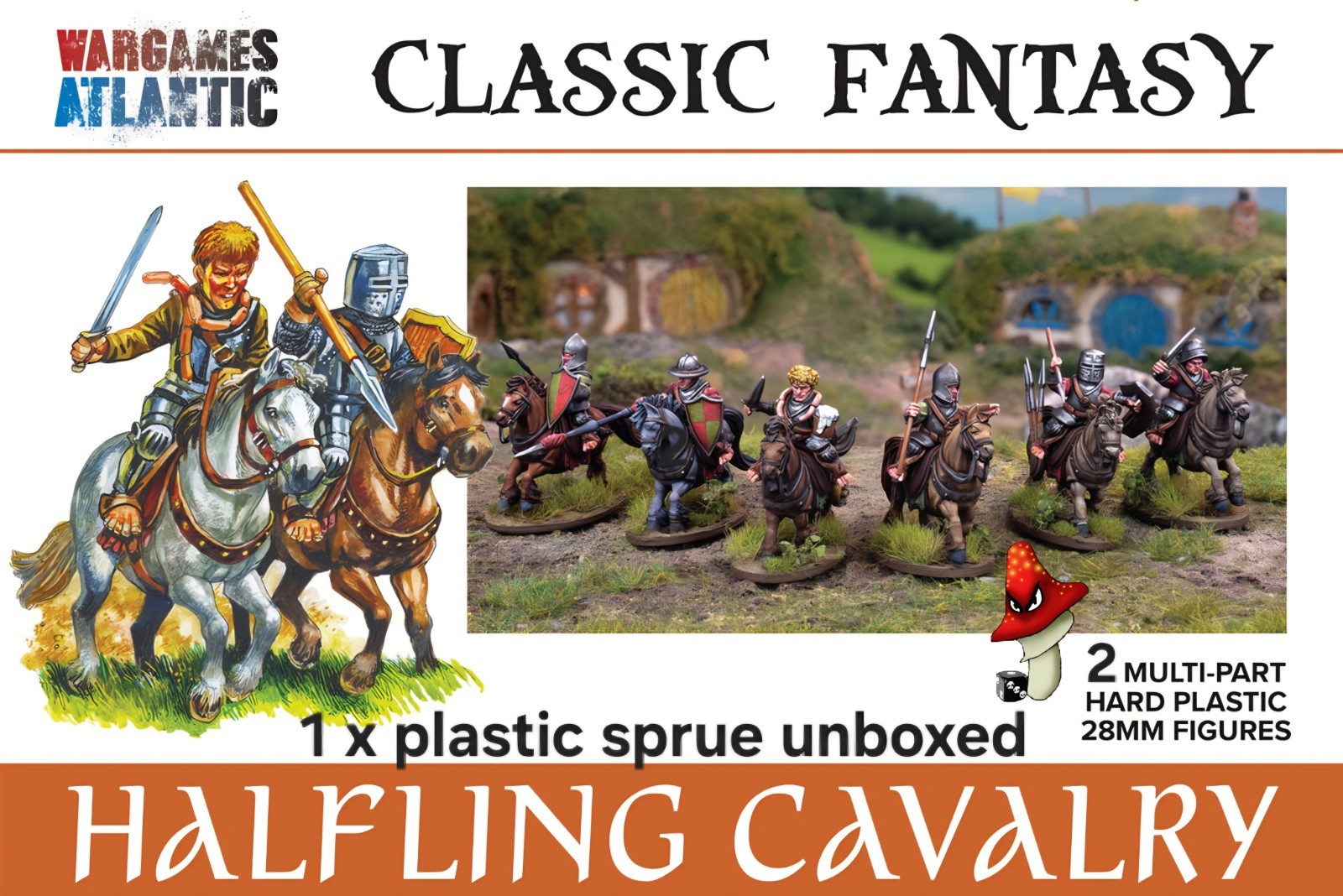 Halfling Cavalry Wargames Atlantic DnD Hobbit  28mm 1/56 scale 1 sprue unboxed