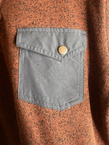 New Solaris Shirt Men's Crew Neck Pullover 1/4 Button Burgundy One Pocket Size L - Picture 6 of 7