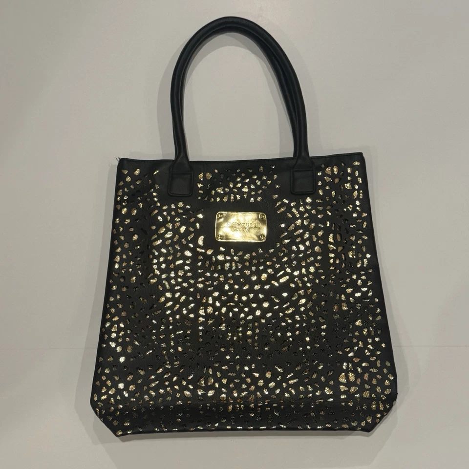 Bolso de hombro SIGNATURE CLUB A negro y dorado para mujer Foto 3 de 4