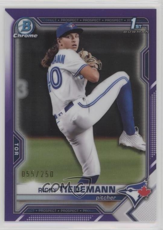 2021 Bowman Draft Chrome Purple Refractor 55/250 Ricky Tiedemann #BDC-89 0nr3